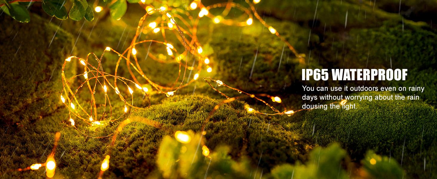 Minetom Solar String Lights for Outside, 33Ft 100 LED Outdoor Solar Fairy Lights, 8 Modes Balcony Lights for Tree Patio Christmas Party Wedding Decor (Warm White)