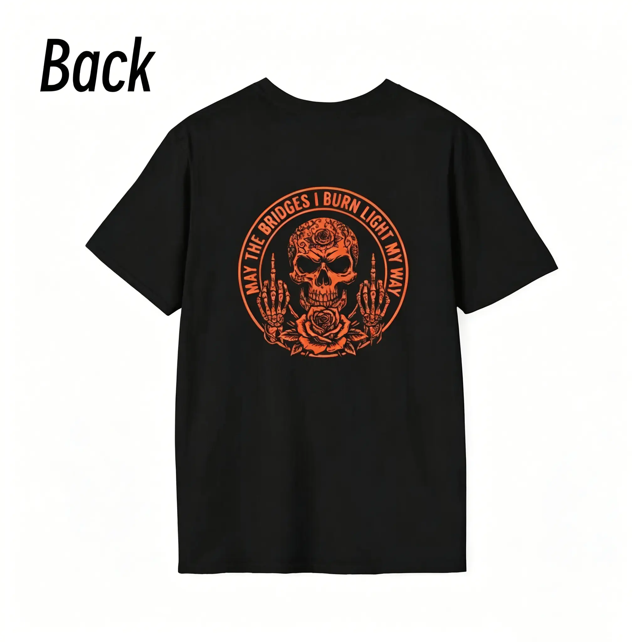 Men's 2-Piece Seamless Short-Sleeve Cotton T-Shirts - Bold Printed Message "May the Bridges I Burn Light My Way" Skull, Smooth Soft Fabric, Unisex Fit Alternative Top, Bold Printed Message Men's Short-Sleeve T-Shirts