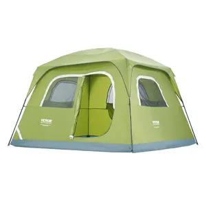 VEVOR Camping Tent, Waterproof Lightweight Backpacking Tent, 10 x 9 x 6.5 ft Fit for 3-6 Person, Easy Setup, with Door and Window, for Outdoor Family Camping, Hiking, Hunting, Mountaineering Travel