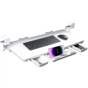 Desk Keyboard Tray with Drawer, Large Size 26.77" X 11.81", C-Clip Installation, Easy to Install, Suitable for Home Office