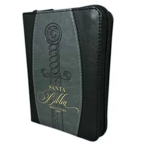Biblia Espada de Bolsillo RV1960 Soft Cover with Closure Imitation Black Leather Hebreos 4:12 Compact Portable Design 8-point Font Red Text Highlights Jesus' Words