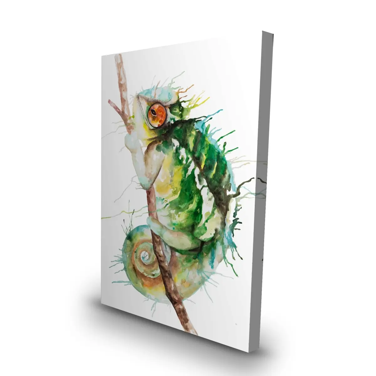 360 Stand 24x36 in Artistic Chameleon Green Reptile Watercolor Wall Print, Nature Artwork for Room Decoration, Home Decor Gift for Wall Display, Animal Artwork Prints, Colored Art Prints