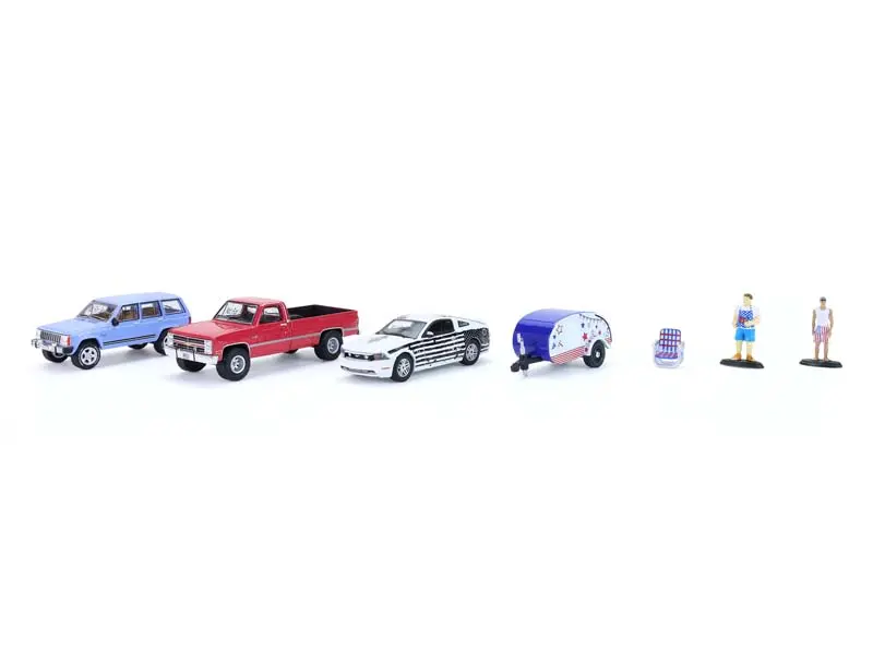 Greenlight 58058 1/64 Scale Diecast Toy Model Multi-Car Set, New Summer Cookout Scene Diorama, Collectibles for Model Cars Enthusiasts, Ages 14+, Die-Cast Diecast Toys, 1/64 Scale Diecast Toys