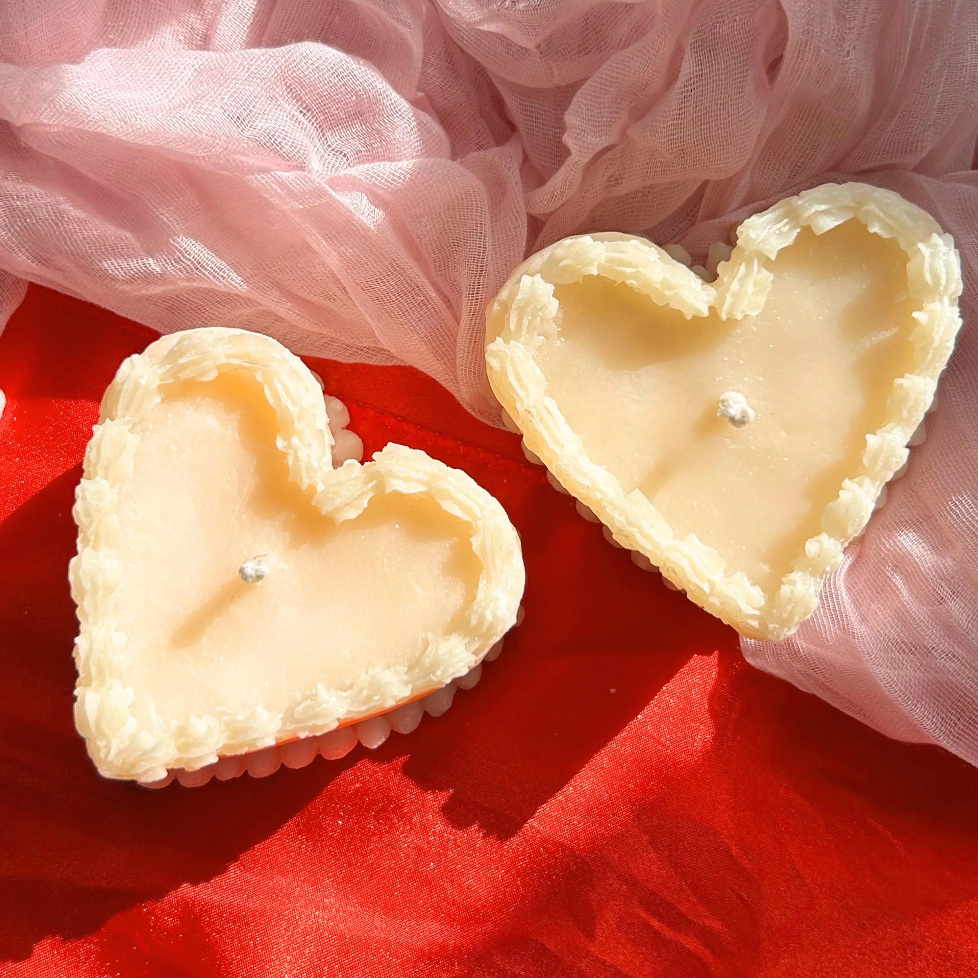 Decorative Vintage Heart-Shaped Cake Candle