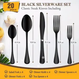 Black Silverware Set