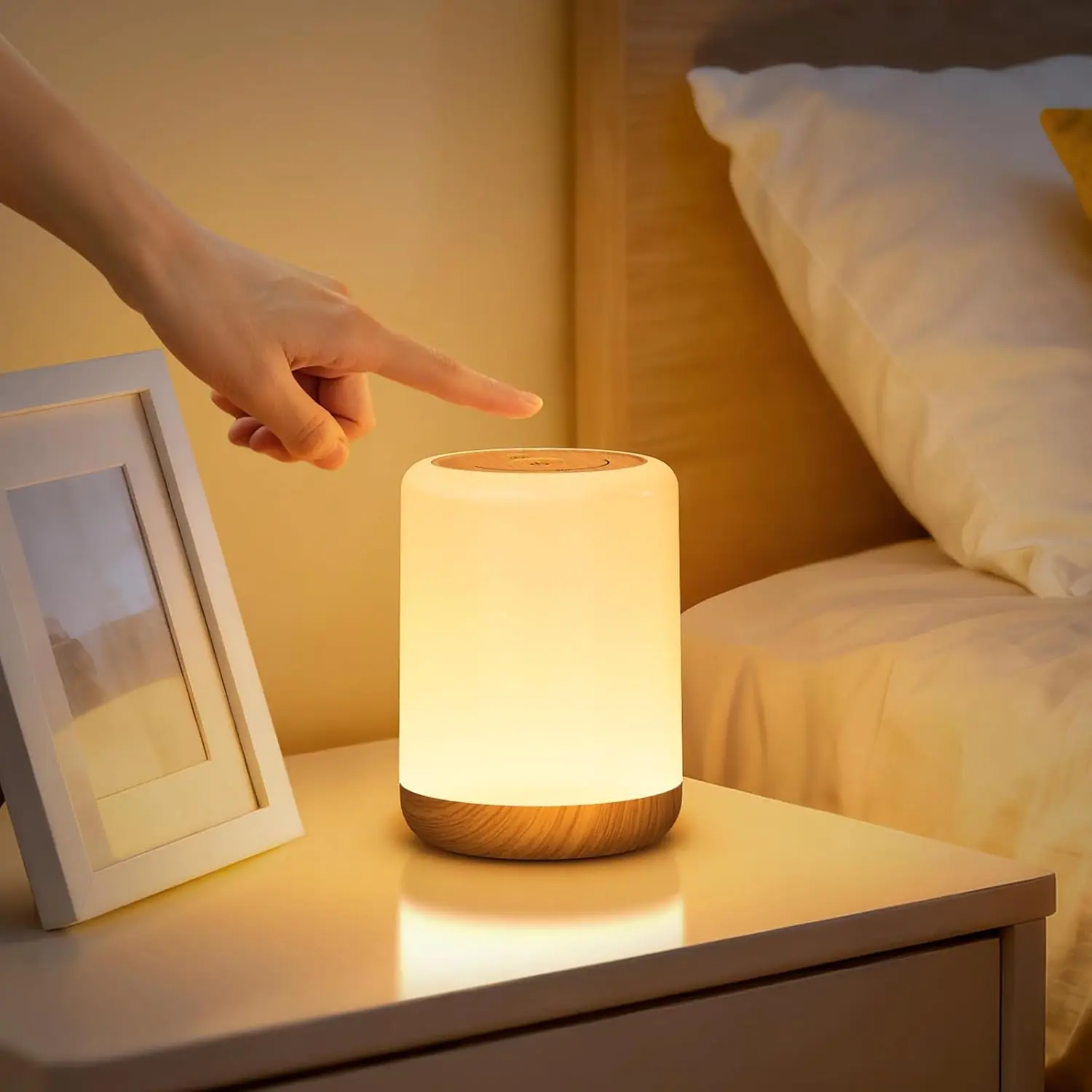 NUPOSTAI LED Bedside Night Light - 256 RGB Dimmable, Color-Adjustable, Touch-Controlled, USB Rechargeable, Eye-Friendly Compact Desktop Desk Lamp with Timer, LED Sleep Lights for Baby Kids Bedroom, Ideal for Home Breastfeeding Birthday Christmas Gifts sum
