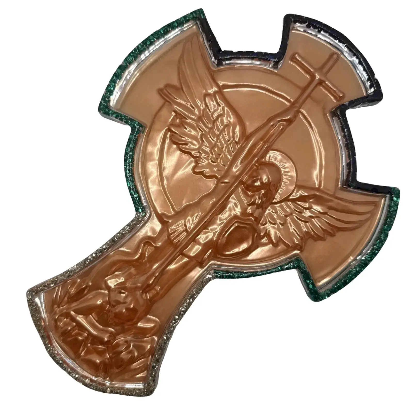 Hand made- Resin Christian Cross/ Crucifix Decorative Piece with Angel Relief