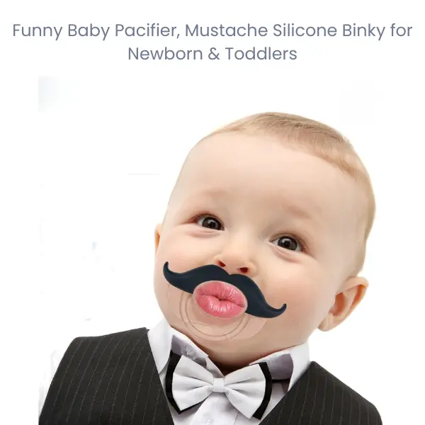 Funny Baby Pacifier, Mustache Silicone Binky for Newborn & Toddlers, BPA Free Latex Free Baby Soother Summer Gift