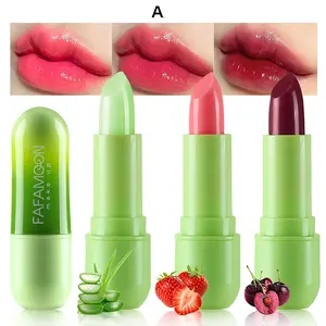 3-Pack Aloe Vera Heat-Activated Color Changing Jelly Lipstick Lip Care Long-Lasting, Non-Sticky Moisturizing Hydrating Fruit-Flavored Lipstick