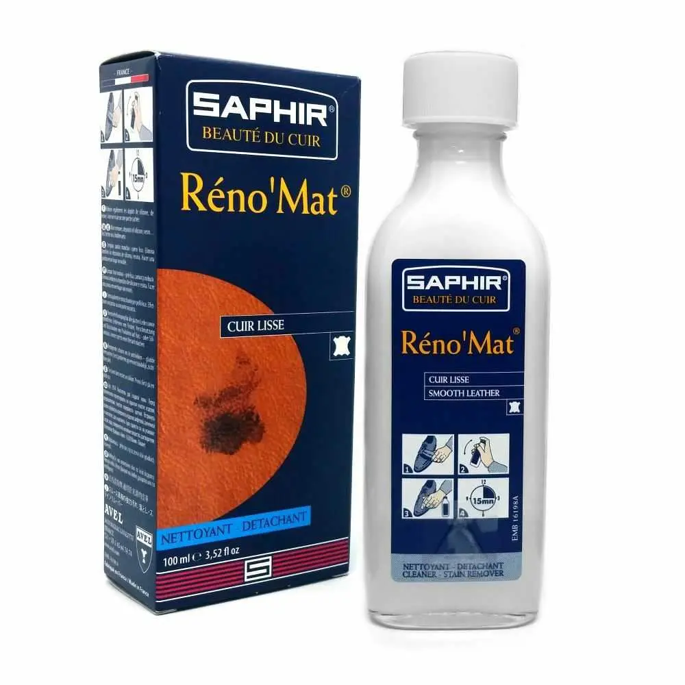 SAPHIR Reno'Mat Smooth Leather Shoe & Footwear Cleaner, Professional Stain Remover, 100ml - Made in France, Cleaning