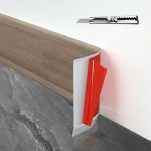 Baseboard Trim, 20  *4 Inch Peel and Stick Flexible Baseboard Molding Trim, Self-Adhesive Vinyl Baseboard Cove Base, Base Boards for Walls with 1 count Utility  (Brown  Grain)