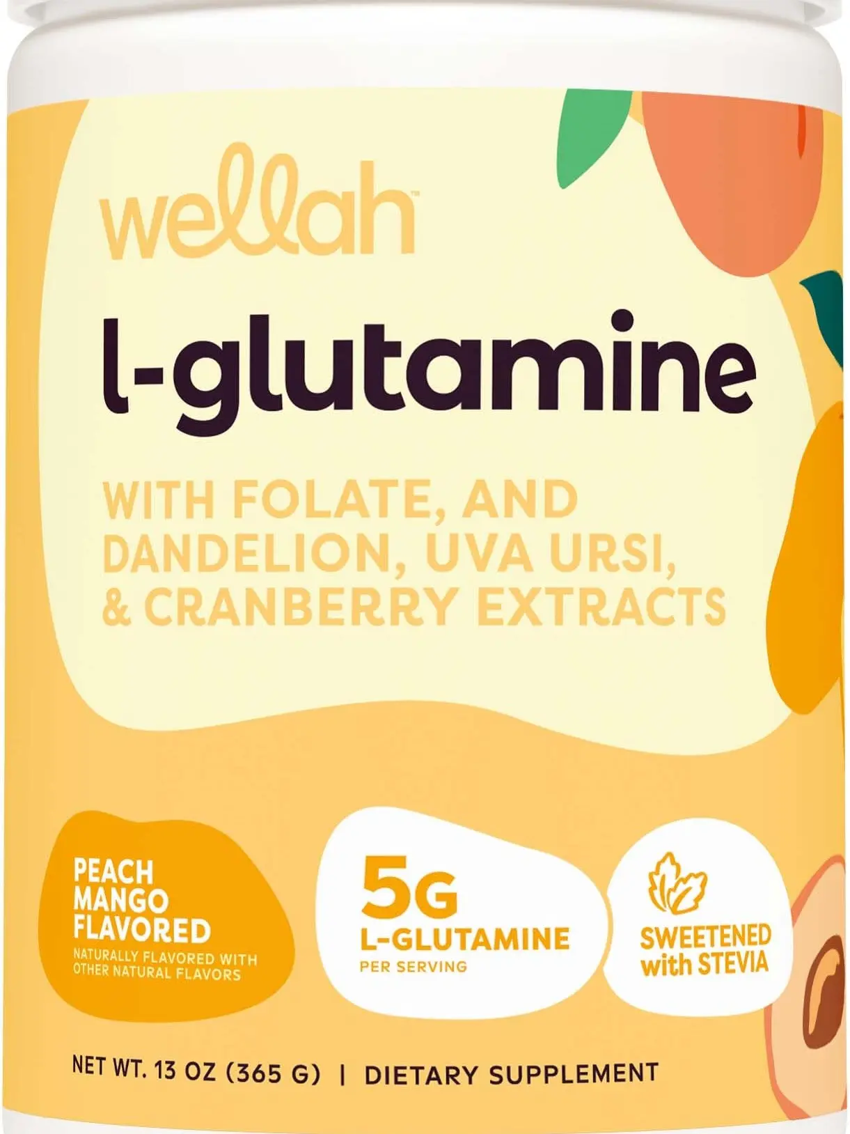 L-Glutamine Peach Mango (50 Servings) - 5g L-Glutamine Per Serving, Sweetened with Stevia - Dietary Supplement - Edible Optimum Healthcare Fitness