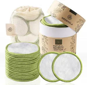 Reusable Makeup Remover Pads (20 Pack) Washable Laundry Bag & Round Box for Storage, Reusable Bamboo Cotton Rounds for All Skin Types.