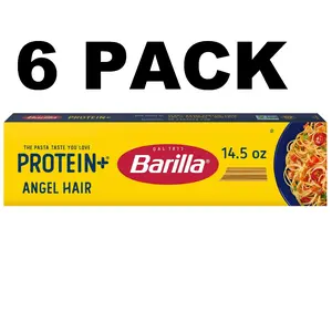 Barilla Protein Plus Multigrain Angel Hair Pasta 6 Pack 14.5 oz Non-GMO Protein-Rich Lentils Chickpeas Peas Classic Taste Texture