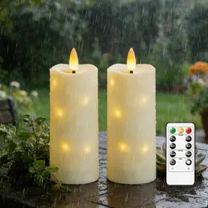 Outdoor,with Timer & Remote - 2 Pack Flameless LED Candles,  Operated Candles (D2.2 xH6/6, )  for  Decoration and Holiday Decoration