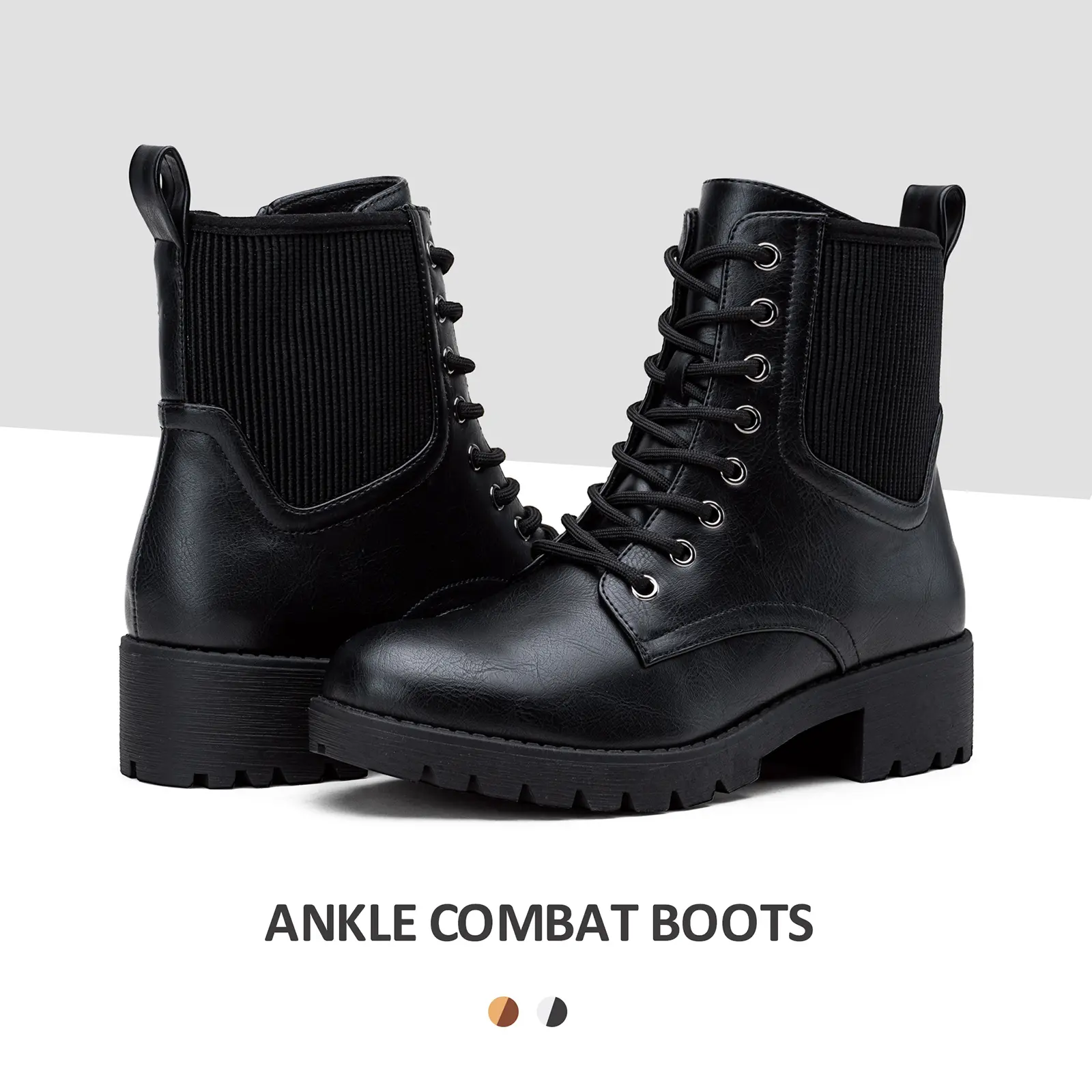 VEPOSE Women's Classic Military Style Combat Ankle Boots - Synthetic Lace-Up, Side Zipper, Low Heel, Round Toe, Latex Pad, Chic Modest Basic Footwear for Casual Walking, Party - Women's Shoes, Shoes, All Seasons