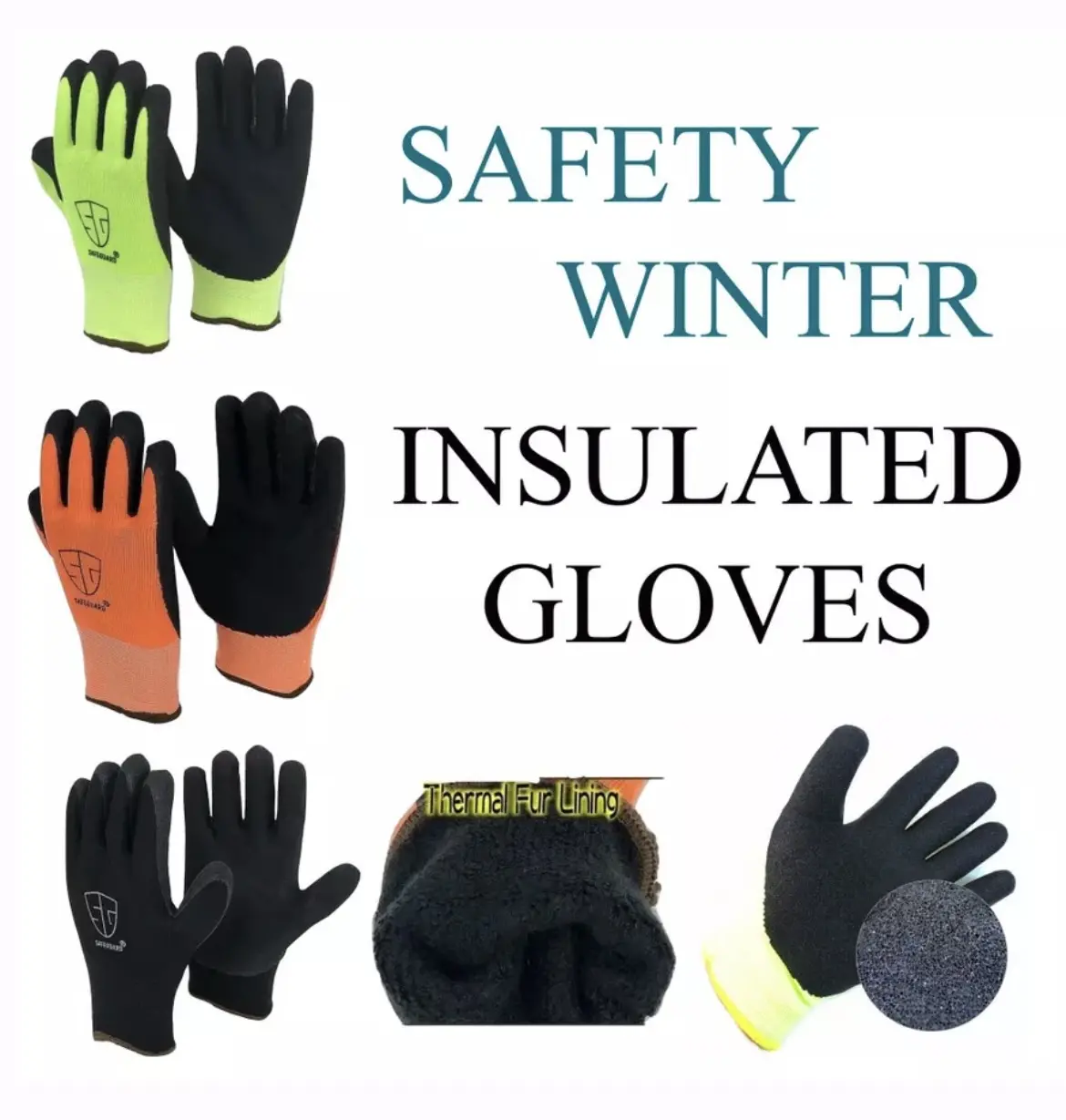 6 Pair Safety Thermal Insulated work gloves winter