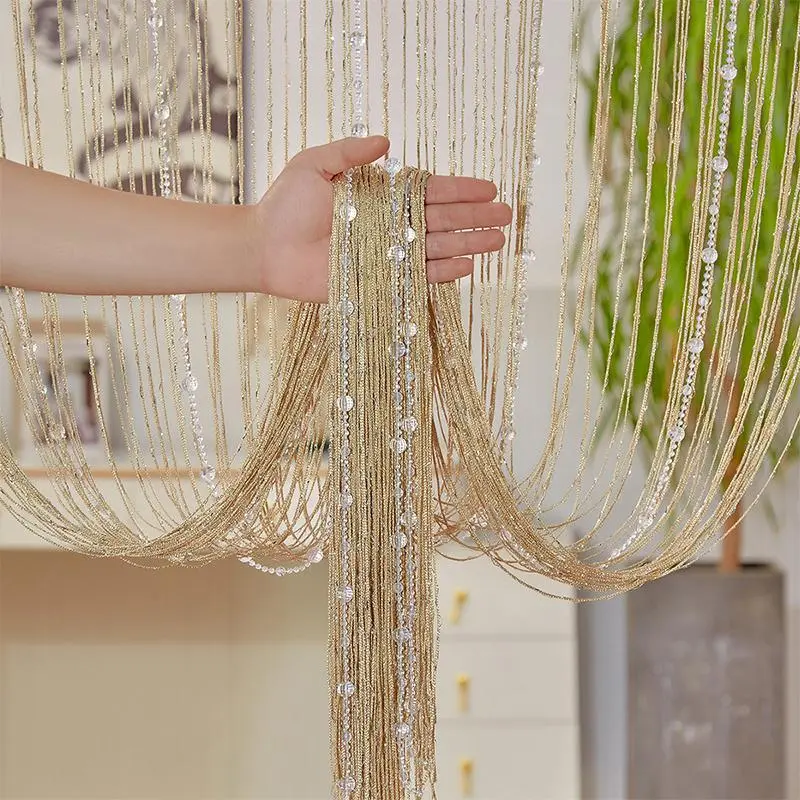Faux Pearl Decor Tassel Door Curtain, 1 Count Shiny Beaded Window Curtain, Decorative Curtain for Doorway, Living Room and Bedroom, Window Decoration Supplies
