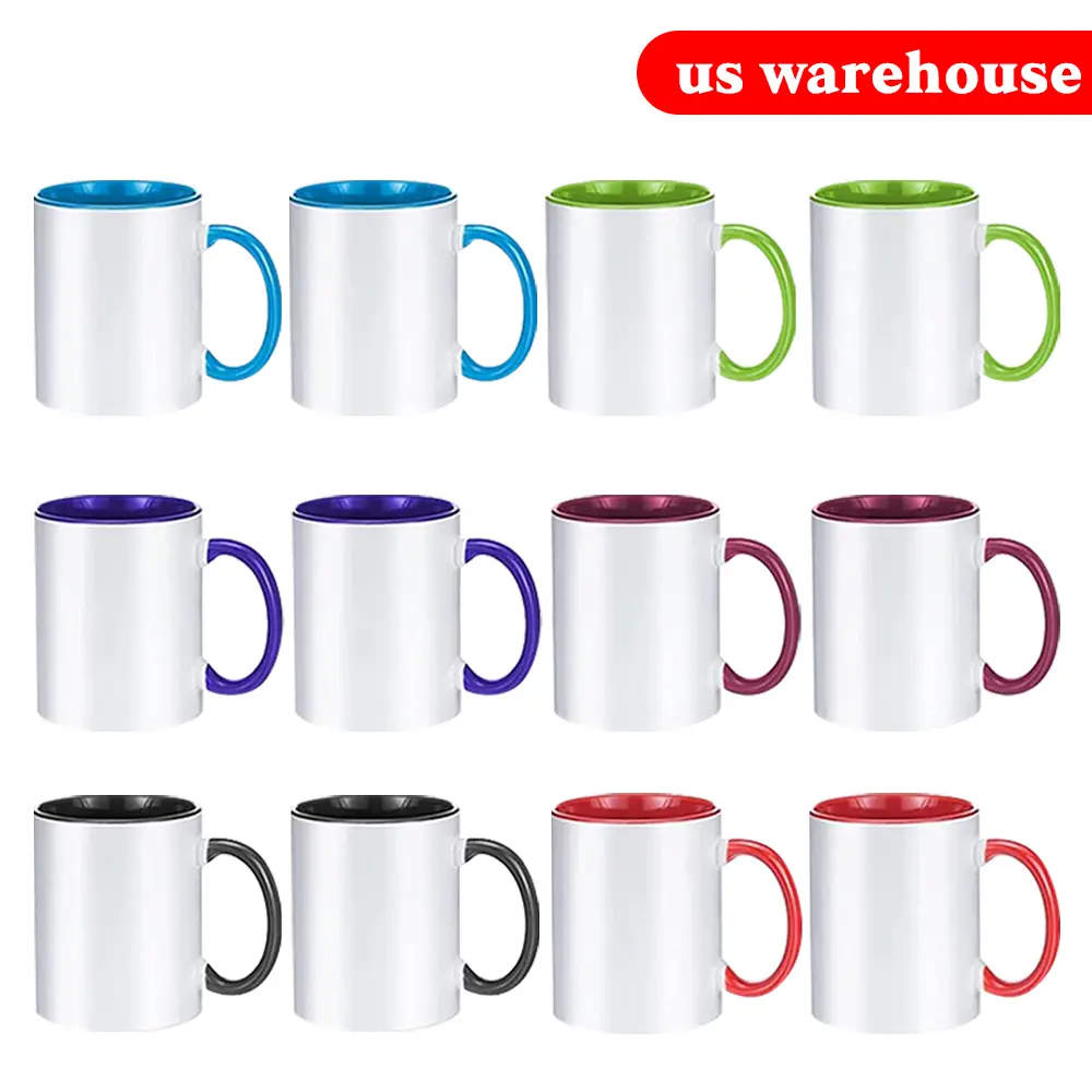 Sublimation  11 oz Set of 12 Sublimation Blank with Box Bulk Coffee super  Coffee Cups Sublimation 6 Assorted Colors Ceramic Colorful silly girl mug scar Drinkware Tumbler Washable Reusable Reuse