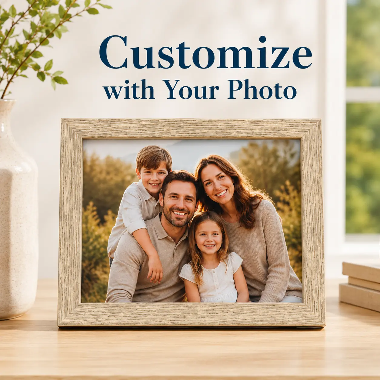Photo Frame with 8x10 Picture Display, Personalized Photo Frame with Your Picture, Custom Family Portrait Frame, Premium Wooden Picture Frame Gift, Personalized Home Decor for Family Memories gallery