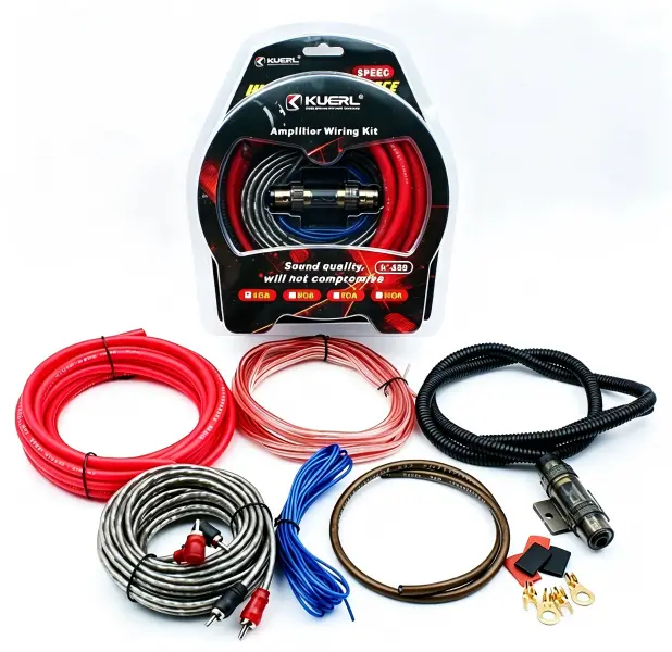 4 Gauge Car Audio Wiring Kit, Complete Installation Cable with 60A Fuse Holder for Amplifier, Subwoofer and Speaker