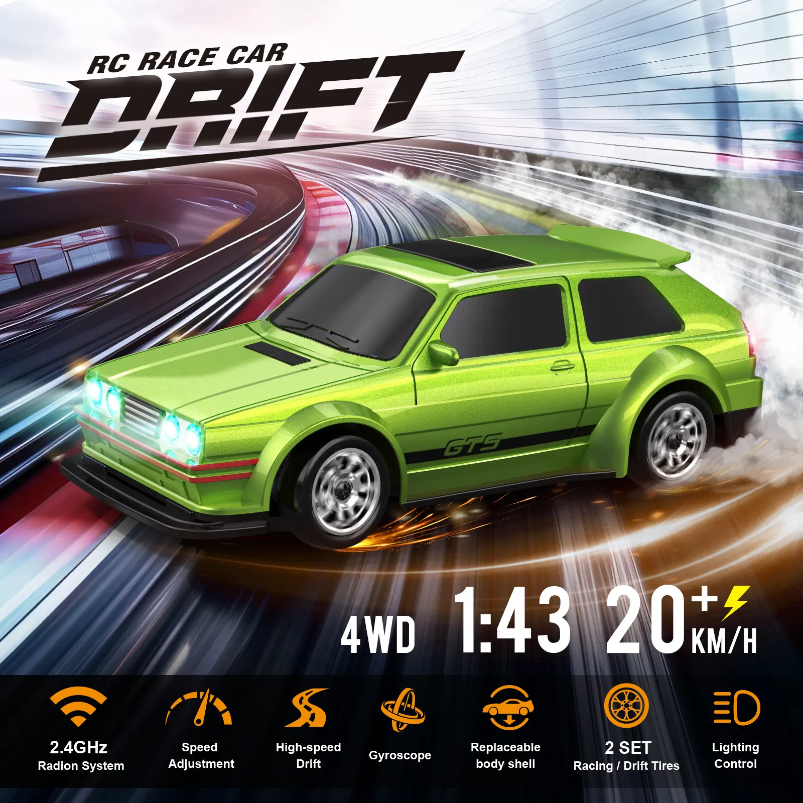 (He will love it!)1/43 Mini RC Drift Car with Gyroscope, 4WD Full Proportional RC Car, 2.4GHz Hobby Grade Remote Control Car, RTR Model Vehicle, 20+KM/H High Speed, Suitable for Hobbyists, Kids and Adults, Birthday Gift