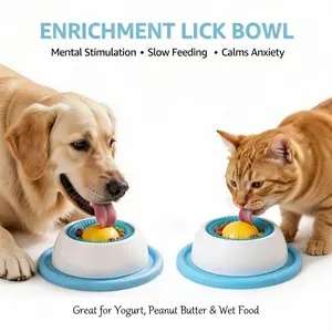 Slow Feeder Dog Bowl for Liquid Treats, Spill-Resistant Non-Slip Lick Ball Bowl, Bone Broth & Yogurt Lick Toy, Puppy Calming Slow Feeding, Small Medium Dog Nutrition Training Feeder