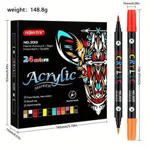 24/48/72Colors Acrylic Paint Markers Pen, Dual Tip Acrylic Paint Markers with Brush And Fine Tips for Adults, Wood, Stone, Rock Painting, Glass, Ceramic Surfaces, DIY Crafts Making.School supplies
