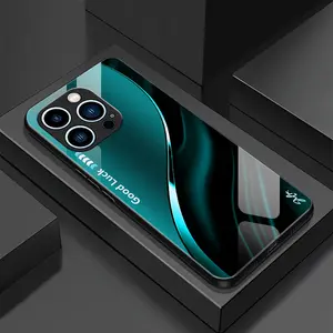 Suitable for [iPhone 12 Pro] Simple silk gradient glass phone case, affordable, fully shockproof, drop-proof and wear-resistant-888