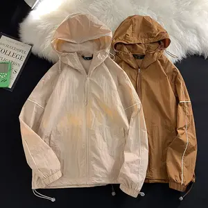 2-pcs Unisex Lightweight Sun Protection Jacket, Men's Women's Hooded Windbreaker, Quick Dry Packable UV Protection Casual Coat for Summer Outdoor & Streetwear