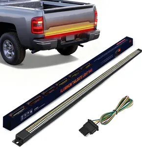Nilight Truck Tailgate Light Strip 48" Aluminum Frame Triple Row 780 LED Strip with Red Running Brake Lights White Reverse Amber Sequential Turn Signals Strobe Lights Super Bright Super Slim Off-Road dealsforyoudays