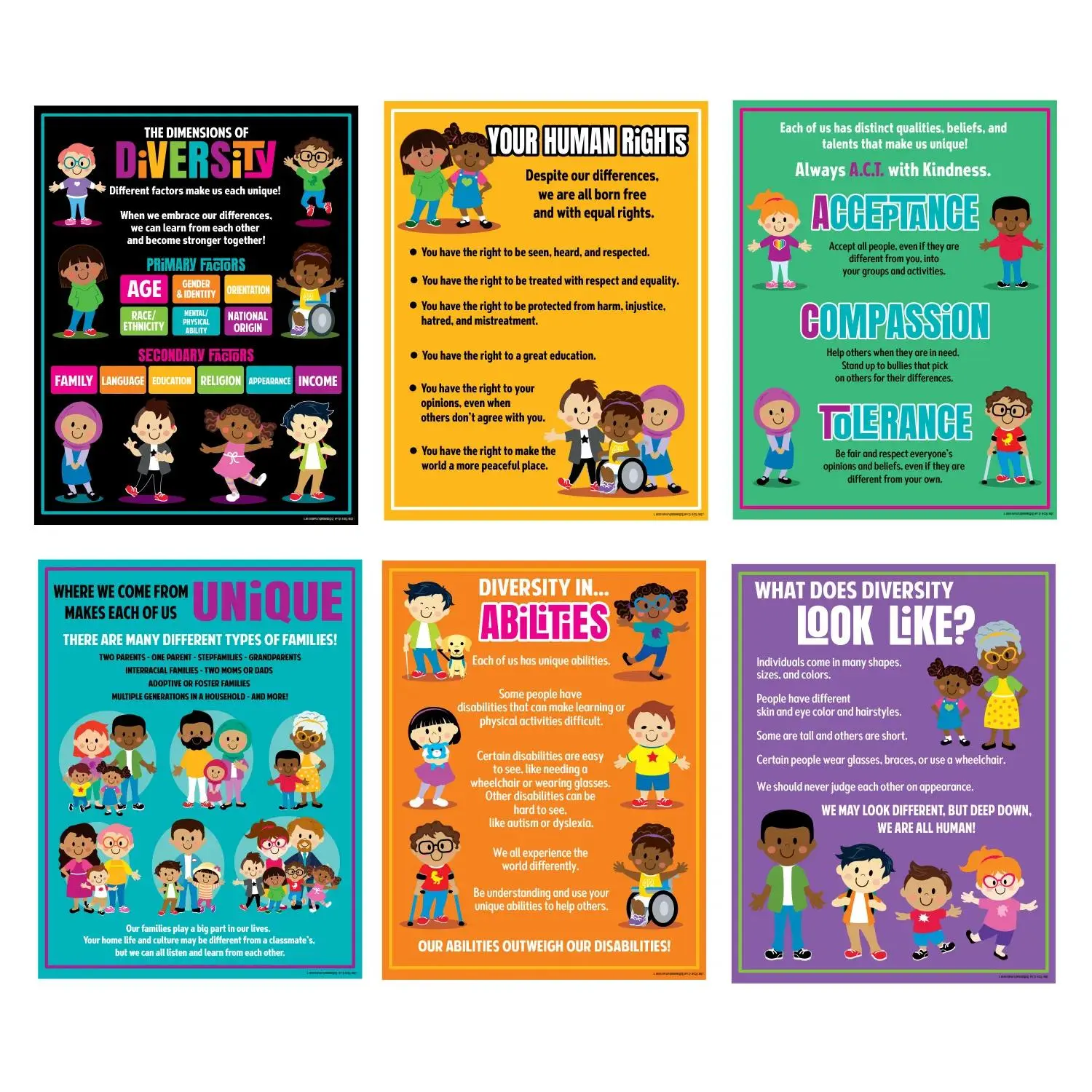 17" x 22" Dimensions of Diversity Cardstock Classroom Posters - 6 Pc. 17" x 22" Dimensions of Diversity Cardstock Classroom Posters - 6 Pc.