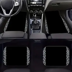 4-Piece Leopard Print Car Carpet Set, Anti-Slip Mud Mat Material, Suitable for Cars Suv Trucks, Interior Accessories, Car Decoration, Car Floor Mats