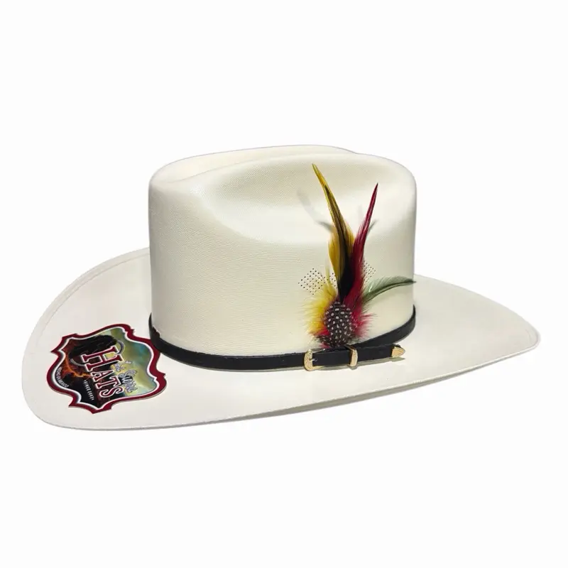 La Sierra Hats 200x Sombrero de Lona Fina Made in Mexico Estilo Panter Sinaloa Fantasma with Leather Band and Feather