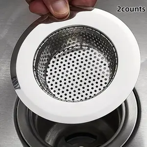Stainless Steel Smooth Sink Strainer, 2 Counts Anti-clogging Sink Drain Cover, Drain Protector, Kitchen Sink Strainer, Kitchen Utensils & Gadgets