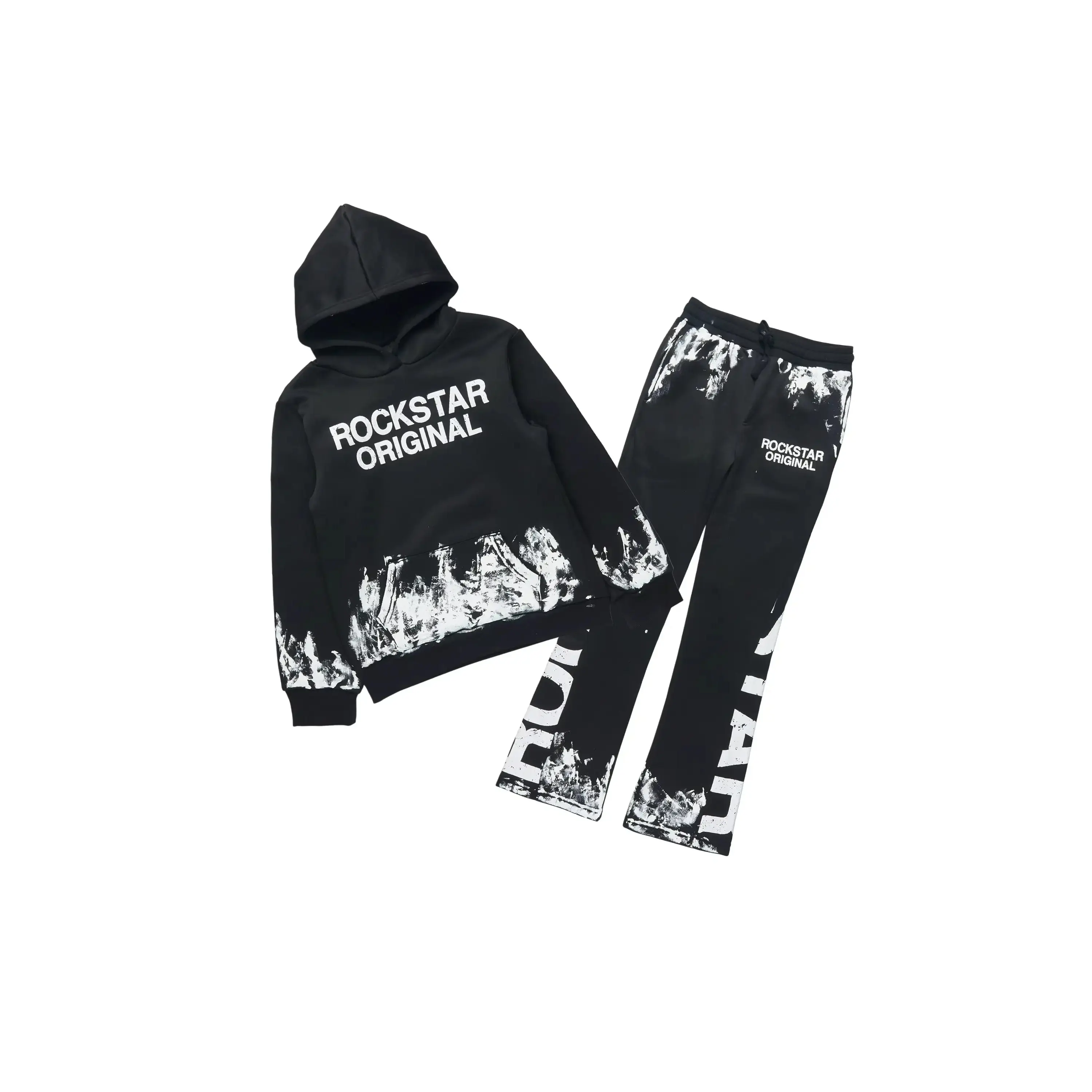 Boys Deniska Black/White Hoodie Track Pant Set Boys Deniska Black/White Hoodie Track Pant Set