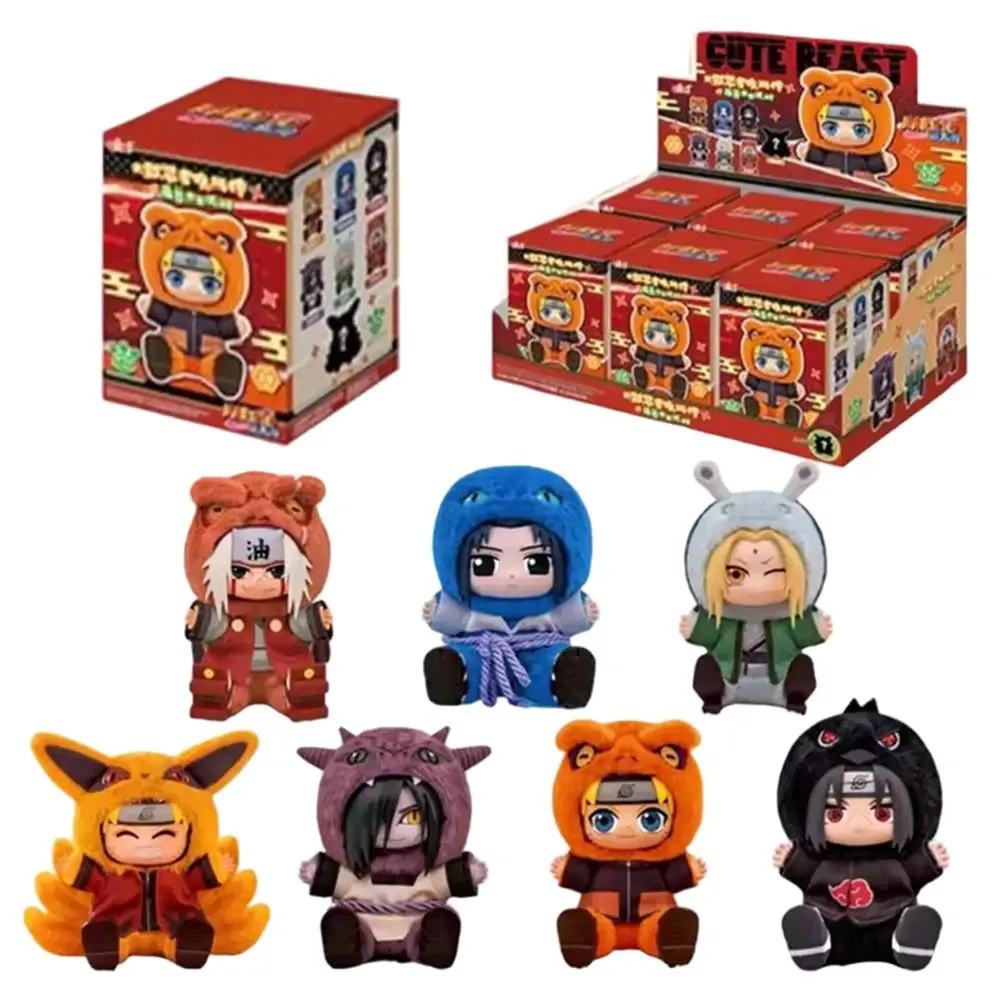 New Genuine Bandai Naruto Uzumaki V2 Blind Box Anime Beast Party Second Round Plush Doll Mystery Box Trendy Toys Keychain Gifts