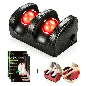 Foot Massager with 12PCS Natural Herbal Foot Detox Patches, Perfect for Athlete's Foot Relief & Muscle Relaxation, Rolling Massage, Timable & Heatable Design, 3 Adjustable Strength Levels for Sole, Calf and Muscle