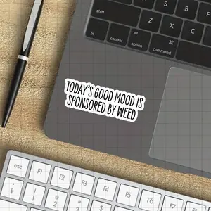 3-inch "Good Mood Today Sponsored by Marijuana" Sticker - an excellent choice for water bottles, laptops, relaxation experts, humor enthusiasts, and advocates | an ideal gift for friends, family, and relaxation partners | fun stickers that convey humor