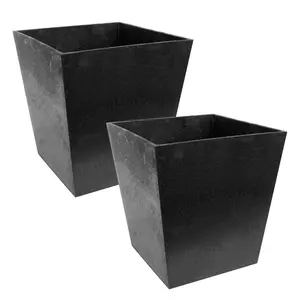 Tierra Verde 2 Pack Indoor Outdoor 13 Inch Self Watering Planters, Sonata, Black