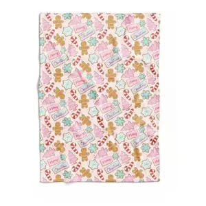 Christmas Blanket - Soft Plush Snow Throw for Bedroom or Living Room - Festive Decor with Gingerbread and Candy Cane Patterns
