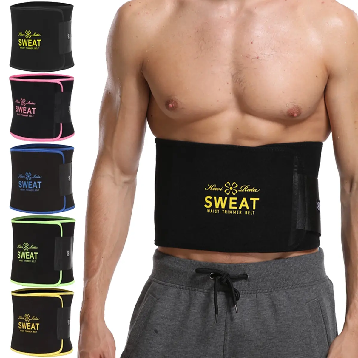 Men's Neoprene Waist Trainer Trimmer - Sweat Waist Trainer, Body Shaper Compression Girdle with Tummy Control, Polyester Belt for Gym, Sports Workouts Menswear Shapewear