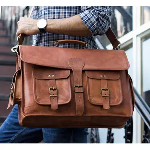Leather Briefcase Laptop Bag 18-Inch – Handmade Messenger Satchel for Men & Women