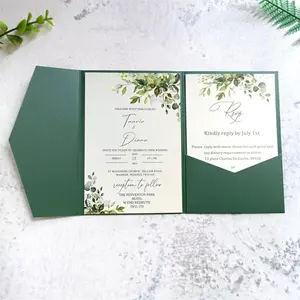 Dark Green Invitation Card Pocket Envelope For Wedding Mermail Holiday Party 20 sets
