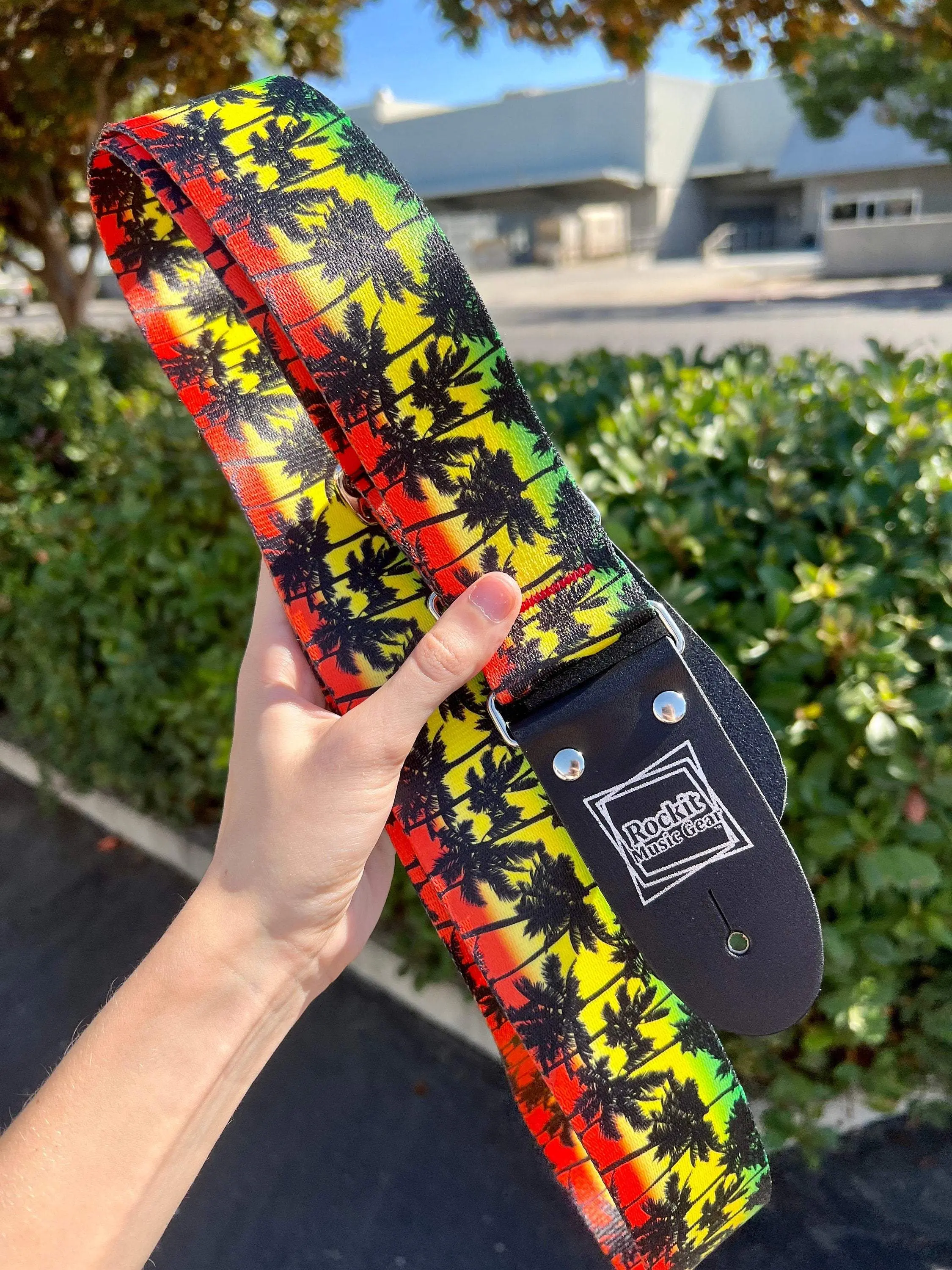 Rasta With Palmtress Handmade Guitar Strap