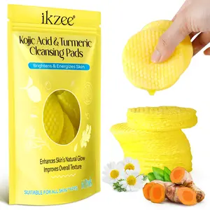 IKZEE KOJIC ACID & TURMERIC CLEANSING PADS,Hydrating skin care cotton pads, deeply cleanse the skin, gentle daily skin care soft cotton pads, make the skin look more vibrant and radiant, suitable for all skin types, Moisturizing