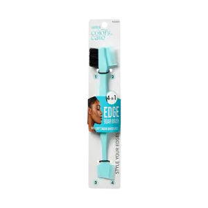 Kiss Colors & Care 4-in-1 Edge Boar Bristle Brush | Edge Styling Brush, Baby Hair Brush, Edge Control Brush, Parting Comb