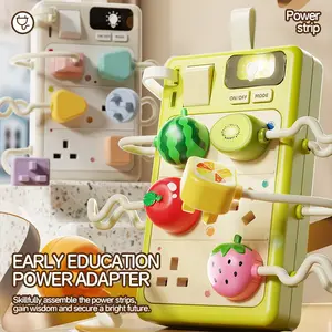 Baby Multifunctional Busy Board, Montessori Educational Simulation Plug-In Puzzle, Hand-Brain Coordination Training Toy for Infants, Sensory Activity Board