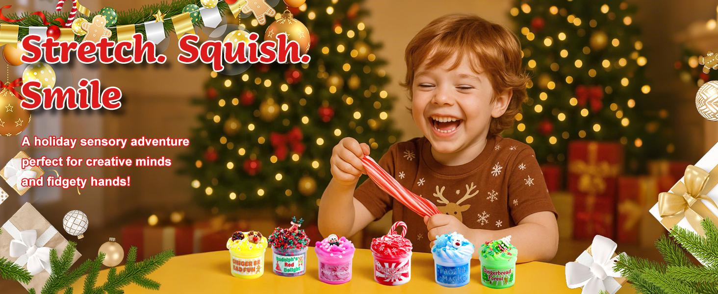 [Funewest] 2026 Slime Advent Calendar, Christmas 24-Day Countdown Calendar with Different Texture Fluffy Slime Kit, Playful Toy for Kids (Ages 4-12)