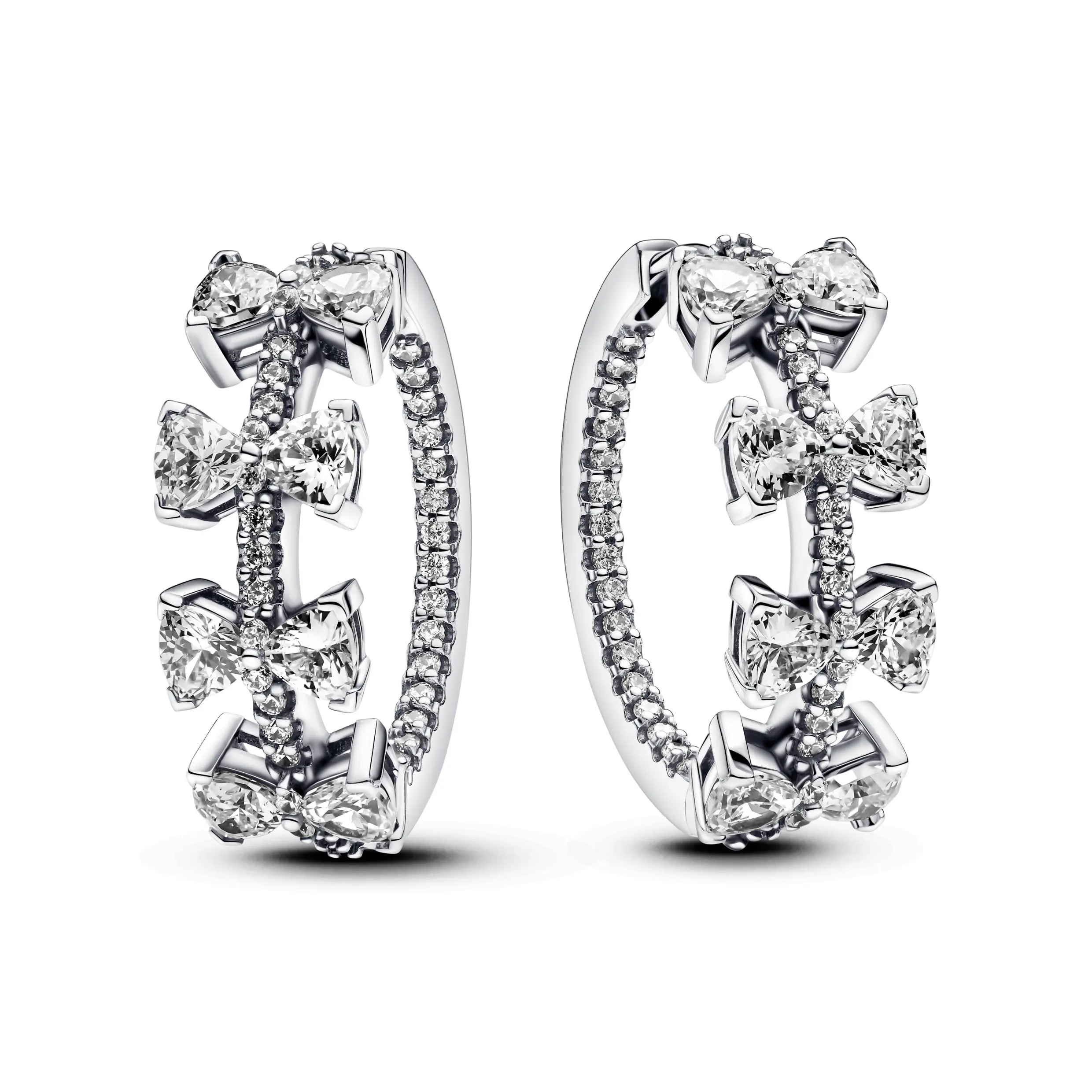 Pandora Timeless Sparkling Bow Row Hoop Earrings 293545C01, Classic, Unisex